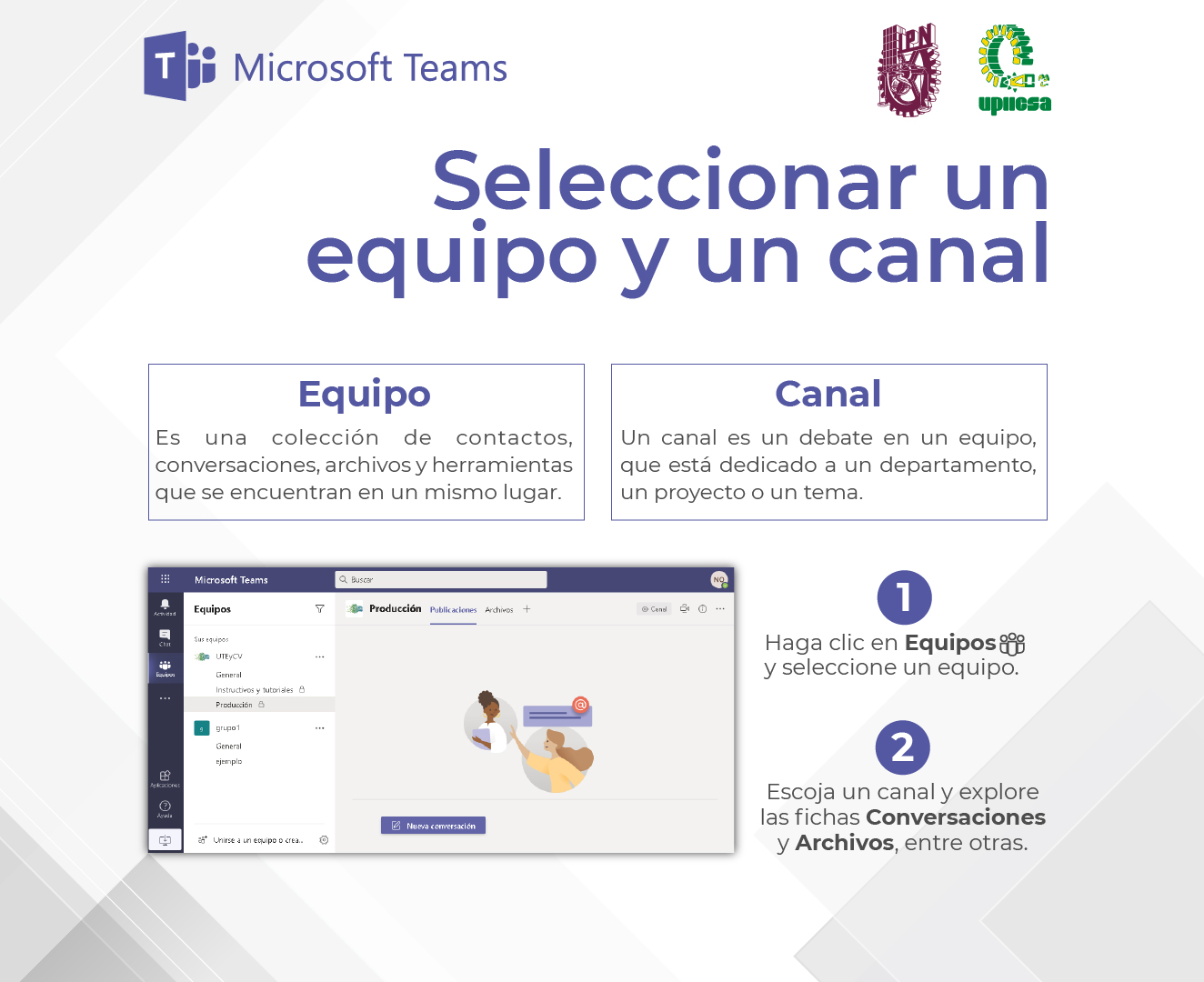 Seleccionar equipo o canal