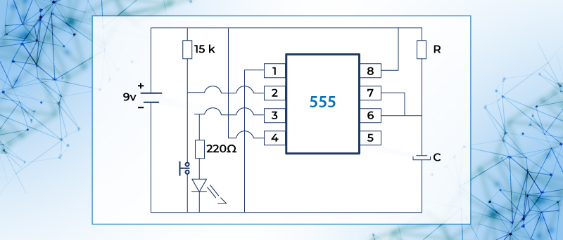 Diagrama del circuito monoestable con el CI 555